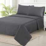 Charcoal Color Stripe Design 'Cotton Satin'