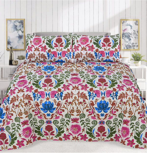 "Premium Floral Print Bedsheet" Cotton Percale
