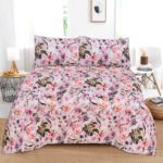 Printed Floral Design Zinc color bedsheet 'Cotton Percale'