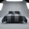 Luxury 100% Cotton Black/Grey Check Pattern Bedding Set with Duvet Cover & Pillowcases