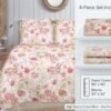 Premium Cotton Satin Cream Color Floral Print Luxury Bedsheet with Pillow Case