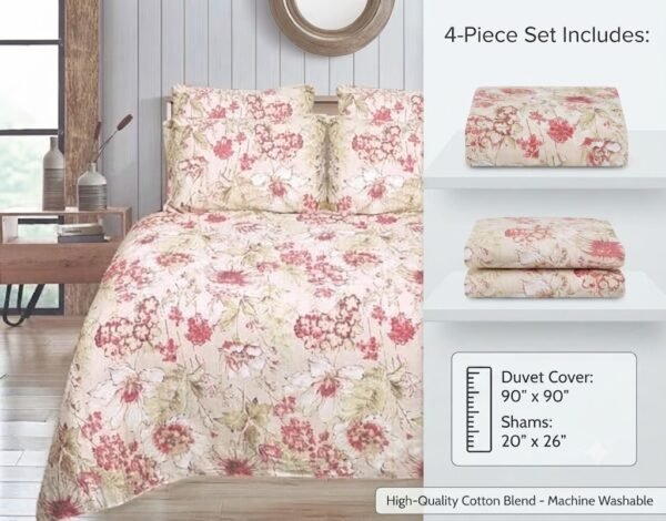 Premium Cotton Satin Cream Color Floral Print Luxury Bedsheet with Pillow Case