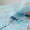 Premium Cotton Satin Blue Floral Print Bedsheet Set with Pillowcase
