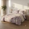 Premium Cotton Percale Light Purple Floral Print Luxury Bedsheet with Pillowcase
