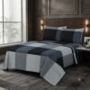 Luxury 100% Cotton Black/Grey Check Pattern Bedding Set with Duvet Cover & Pillowcases