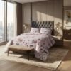 Premium Cotton Percale Light Purple Floral Print Luxury Bedsheet Set with Pillowcase