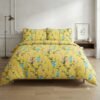 Premium Cotton Satin Double Yellow Floral Print Design Bedsheet with Pillowcase