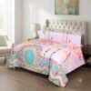 Premium Cotton Satin Multicoloured Printed Pearl Design Bedsheet with Pillowcase