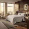 Premium Gray Cotton Satin Leaf Design Bedsheet Set with Pillowcases