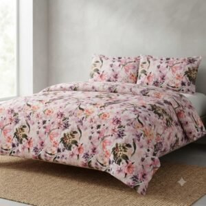 Multicoloured Floral Printed Bedsheet with Pillowcase Premium Cotton Percale