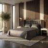 Striped Design Bedsheet with Duvet Cover & Pillowcase Cotton Satin Charcoal Grey