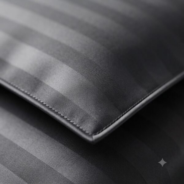 Striped Design Bedsheet with Duvet Cover & Pillowcase Cotton Satin Charcoal Grey