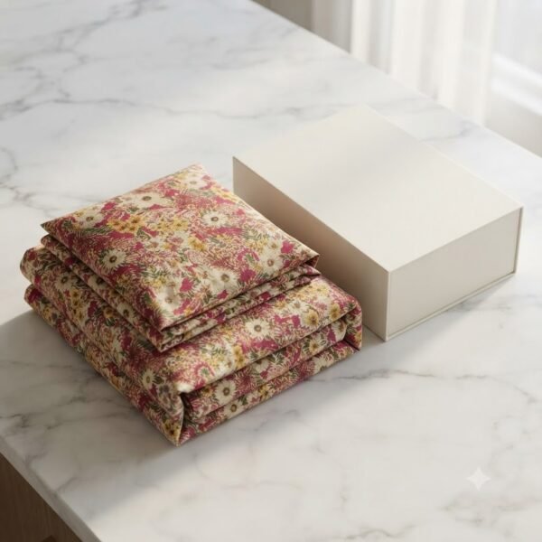 Pink/Red Floral Print Design Bedsheet with Pillowcase Premium Cotton Percale