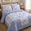 ChatGPT Image Jul 15, 2026, 01_39_28 AM Cotton Satin White & Blue Floral Print Design Bedsheet with Matching Pillowcover