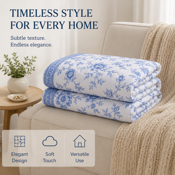 ChatGPT Image Jul 15, 2026, 01_47_46 AM Cotton Satin White & Blue Floral Print Design Bedsheet with Matching Pillowcover