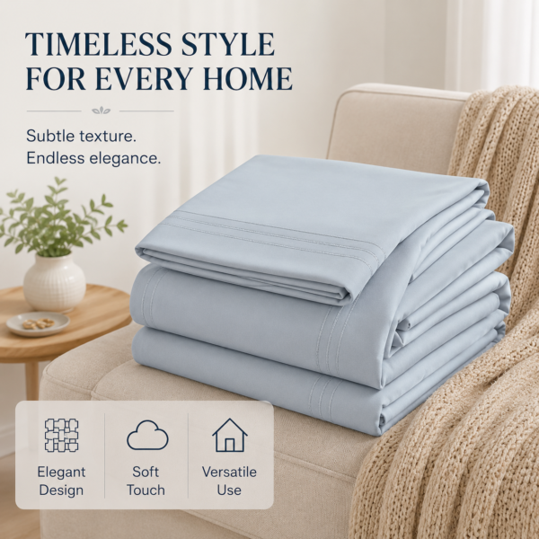 Premium Cotton Satin Bluish Grey Shade 200-Thread Count Bedsheet with Pillowcase