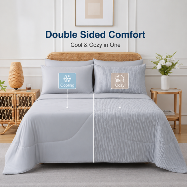 Premium Cotton Satin Bluish Grey Shade 200-Thread Count Bedsheet with Pillowcase