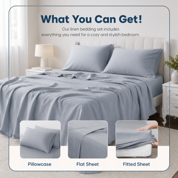 Premium Cotton Satin Bluish Grey Shade 200-Thread Count Bedsheet with Pillowcase