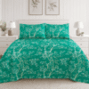 Premium Cotton Percale Dark Green Floral Bed Sheet Set