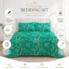 Premium Cotton Percale Dark Green Floral Bed Sheet Set