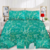 Premium Cotton Percale Dark Green Elegant Floral Design Bedsheet with Pillowcase