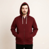 Men's Full Zip Hoodie Maroon Red Long Sleeve Drawstring Cozy Winter Outerwear