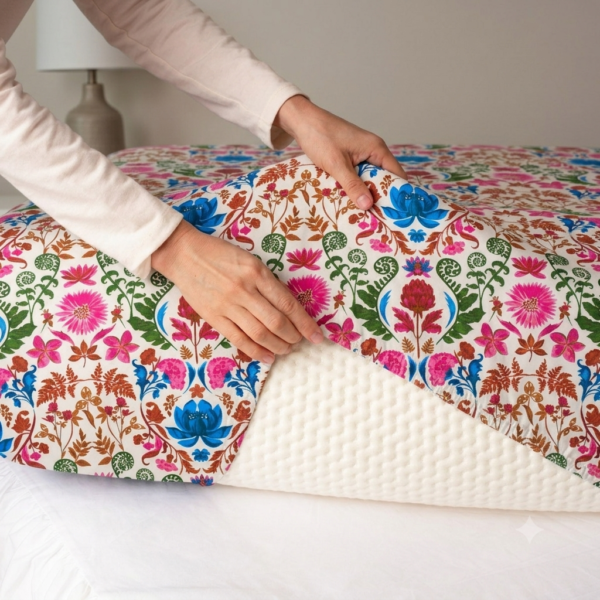 Gemini_Generated_Image_q0ful7q0ful7q0fu Premium Finest Cotton Percale Multicolour Floral Print Bedsheet with Pillow Case
