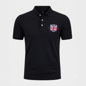 Men's Royal Blue Polo Shirt with Union Jack Crest , Premium Cotton Fit