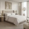 a7e17bf9-6c79-474e-9225-fe5112a07ee7 Premium Cotton Satin Plain White 300 Thread Count Bedsheet Set with Duvet Cover & Pillowcases