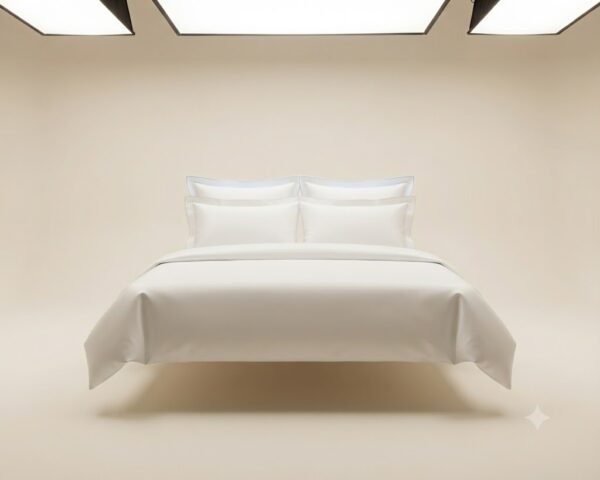 ac5c9a59-6fb8-489b-a09b-a9fe2ede6876 Premium Cotton Satin Plain White 300 Thread Count Bedsheet Set with Duvet Cover & Pillowcases