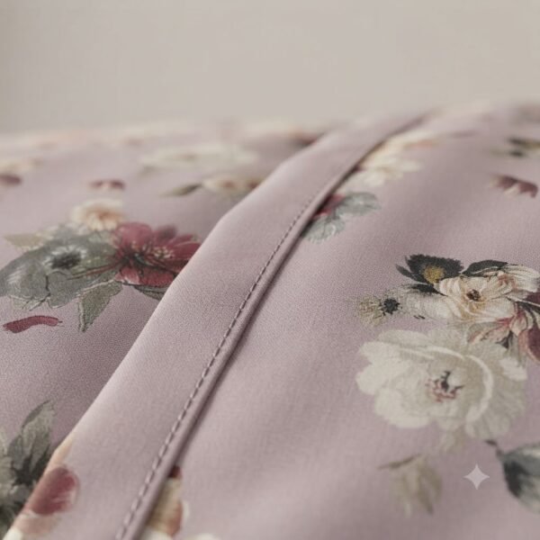 Premium Cotton Percale Light Purple Floral Print Luxury Bedsheet with Pillowcase