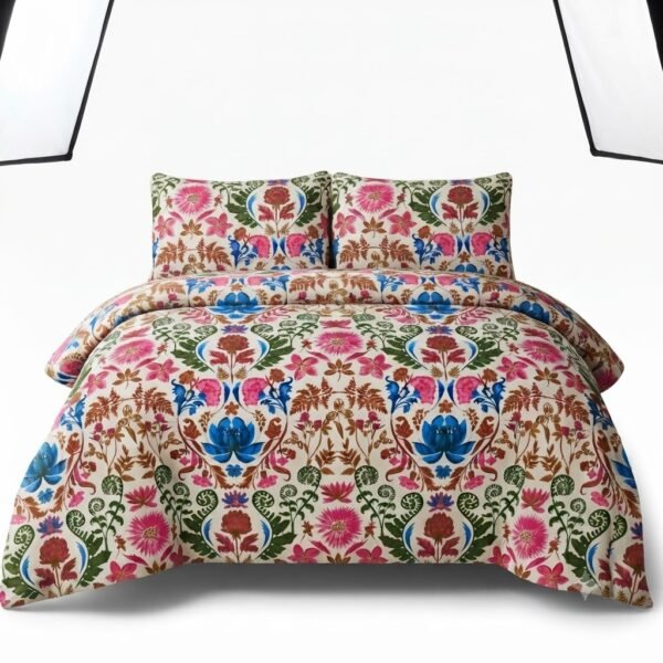 Premium Finest Cotton Percale Multicolour Floral Print Bedsheet with Pillow Case