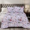 Premium Cotton Percale Light Purple Floral Print Luxury Bedsheet Set with Pillowcase