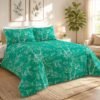 Premium Cotton Percale Dark Green Floral Bed Sheet Set