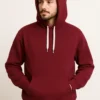 Men's Pullover Hoodie Maroon Red Long Sleeve Drawstring Cozy Winter Outerwear