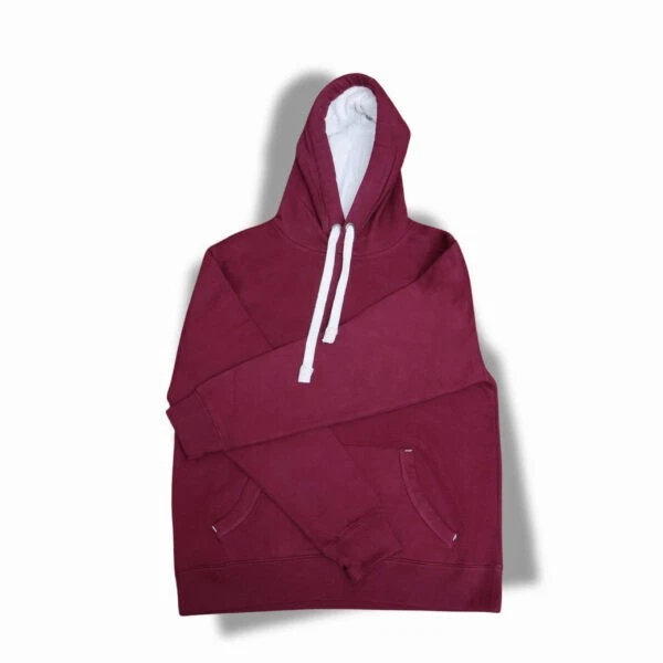 Men's Pullover Hoodie Maroon Red Long Sleeve Drawstring Cozy Winter Outerwear
