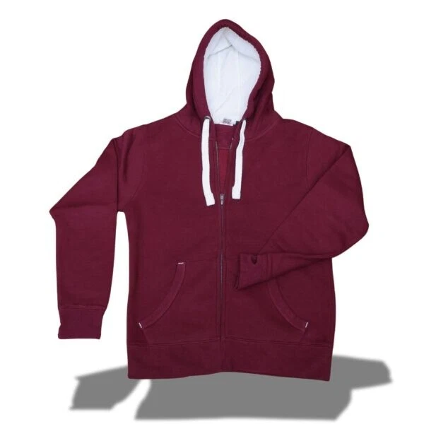 Men's Full Zip Hoodie Maroon Red Long Sleeve Drawstring Cozy Winter Outerwear