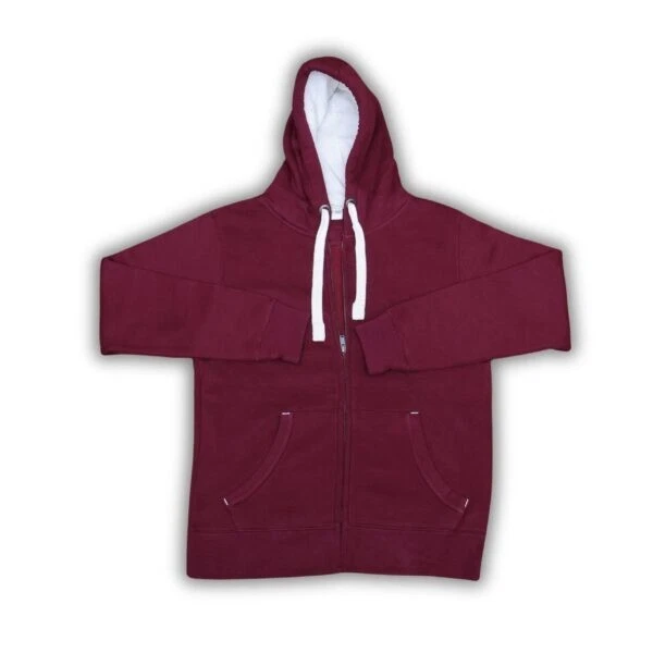 Men's Full Zip Hoodie Maroon Red Long Sleeve Drawstring Cozy Winter Outerwear
