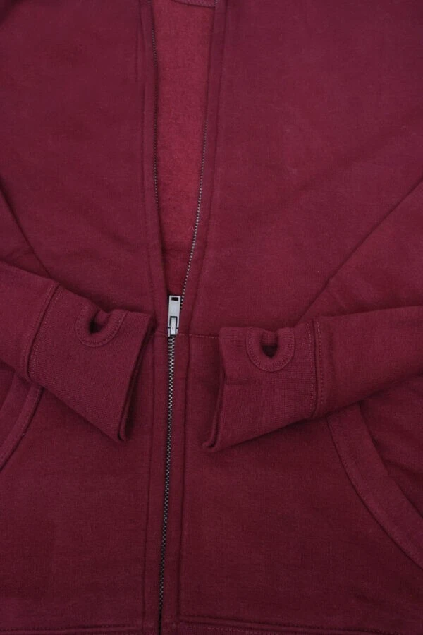 Men's Full Zip Hoodie Maroon Red Long Sleeve Drawstring Cozy Winter Outerwear