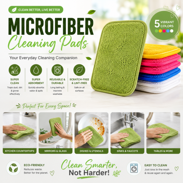 12 Pieces Reusable Microfiber Baby Wipes | Ultra Soft Multi-Color Cleaning Cloths | Highly Absorbent, Lint-Free & Washable | Gentle for Baby Care, Face, Kitchen & Household Cleaning