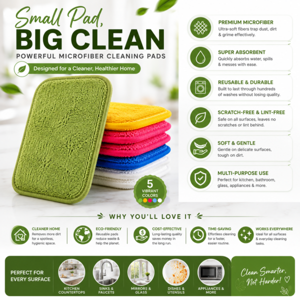 12 Pieces Reusable Microfiber Baby Wipes | Ultra Soft Multi-Color Cleaning Cloths | Highly Absorbent, Lint-Free & Washable | Gentle for Baby Care, Face, Kitchen & Household Cleaning
