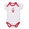 Nottingham Forest Official Style Baby Romper | White & Red Star Print Tree Crest Newborn Bodysuit