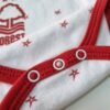 Nottingham Forest Official Style Baby Romper | White & Red Star Print Tree Crest Newborn Bodysuit