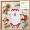 Nottingham Forest Official Style Baby Romper | White & Red Star Print Tree Crest Newborn Bodysuit