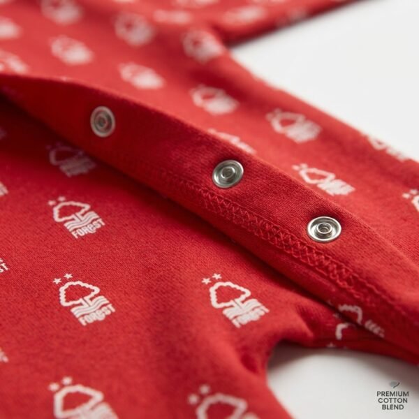 Nottingham Forest FC Official Baby Footed Romper | Red All-Over Print Sleepsuit with Integrated Footies