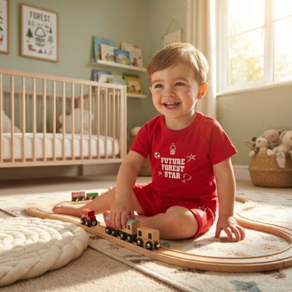 Nottingham Forest FC "Future Forest Star" Baby T-Shirt & Shorts Set | Red Athletic Summer Outfit for Infants