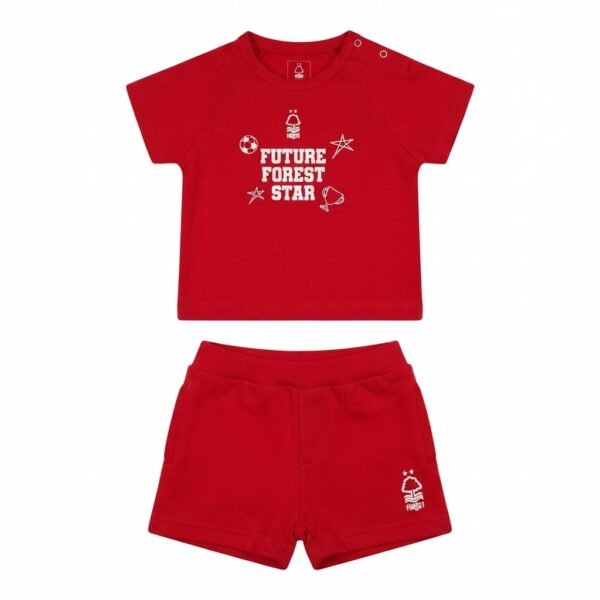 Nottingham Forest FC "Future Forest Star" Baby T-Shirt & Shorts Set | Red Athletic Summer Outfit for Infants