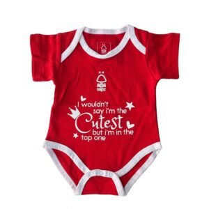 Nottingham Forest Style Funny Baby Bodysuit | Red & White "Cutest" Quote Romper for Newborns & Infants