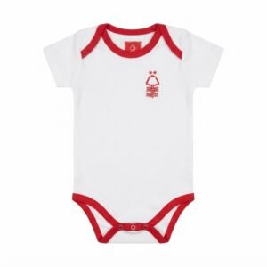 Nottingham Forest Official Style Baby Romper | White & Red Tree Crest Newborn Bodysuit for Little Fans