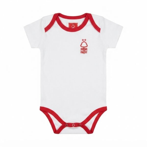 Nottingham Forest Official Style Baby Romper | White & Red Tree Crest Newborn Bodysuit for Little Fans